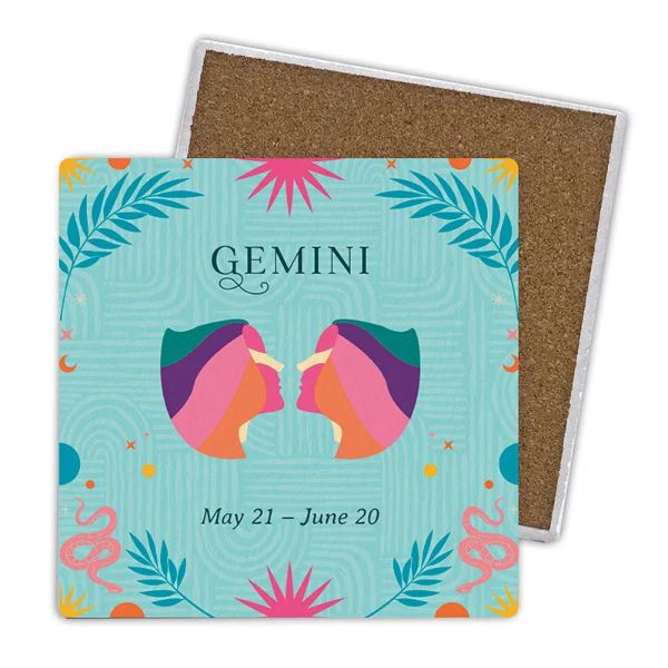 4 Pack Ceramic Zodiac Gemini Coaster Gift Box
