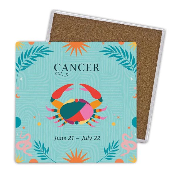 4 Pack Ceramic Zodiac Cancer Coaster Gift Box