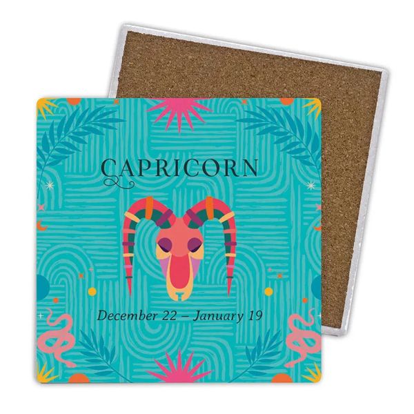 4 Pack Ceramic Zodiac Capricorn Coaster Gift Box