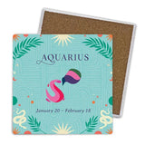 Load image into Gallery viewer, 4 Pack Ceramic Zodiac Aquarius Coaster Gift Box
