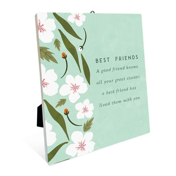 Flower Market Ceramic Best Friends Sentiment Plaque - 12cm x 14cm