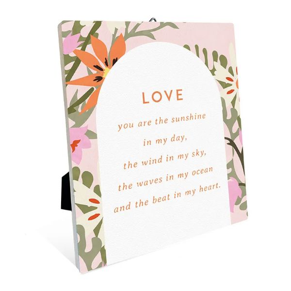 Flower Market Ceramic Love Sentiment Plaque - 12cm x 14cm