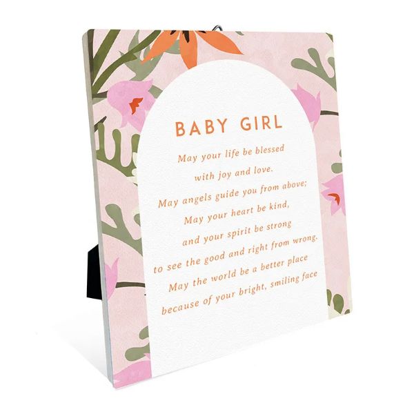 Flower Market Ceramic Baby Girl Sentiment Plaque - 12cm x 14cm
