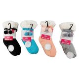 Load image into Gallery viewer, Girls Winter Sherpa Socks with Pompom and Anti Slip Grip - 4-7
