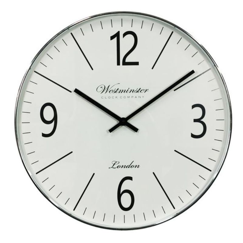 Classy Silver Decor Round Clock - 50cm
