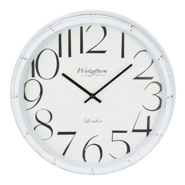 White Clock with Black Numbers - 40cm