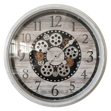White Clock with Moving Cogs - 55cm - The Base Warehouse