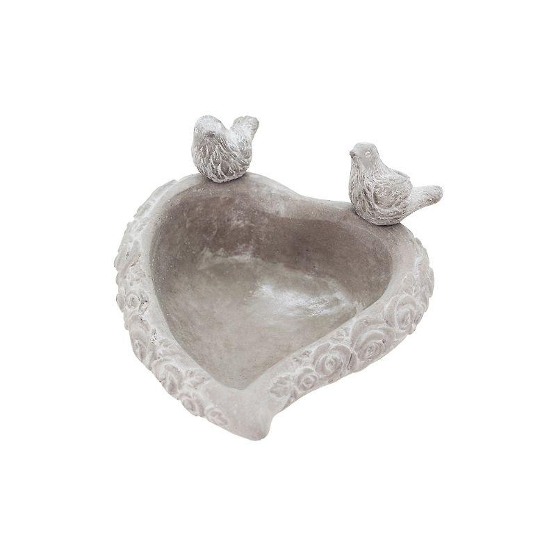 Bird Rose Heart Cement Bath Pot - 20.5cm x 23cm x 7.5cm