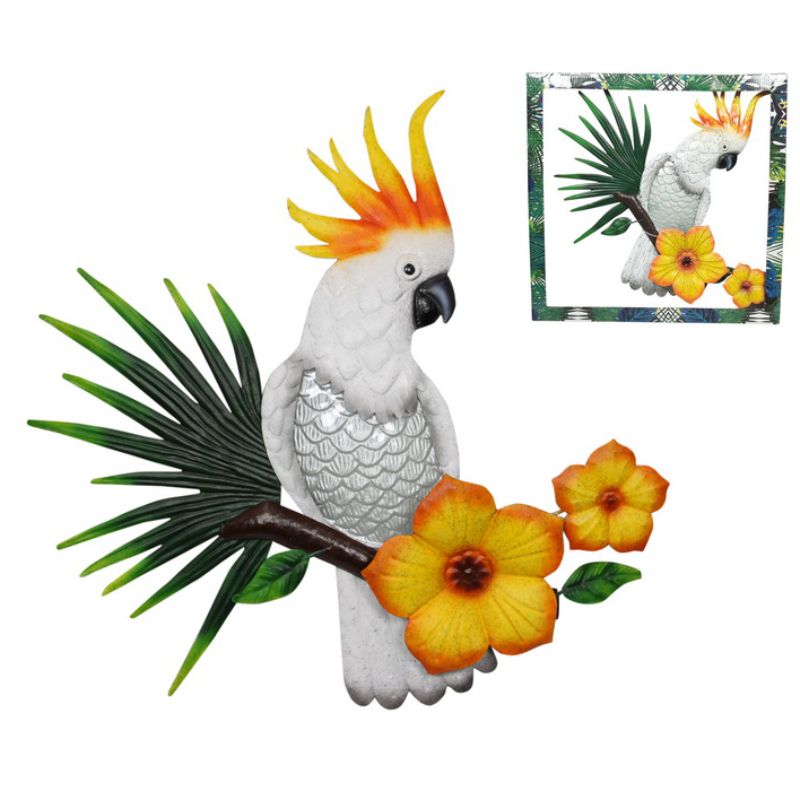 Cockatoo with Flowers Wall Art - 47cm