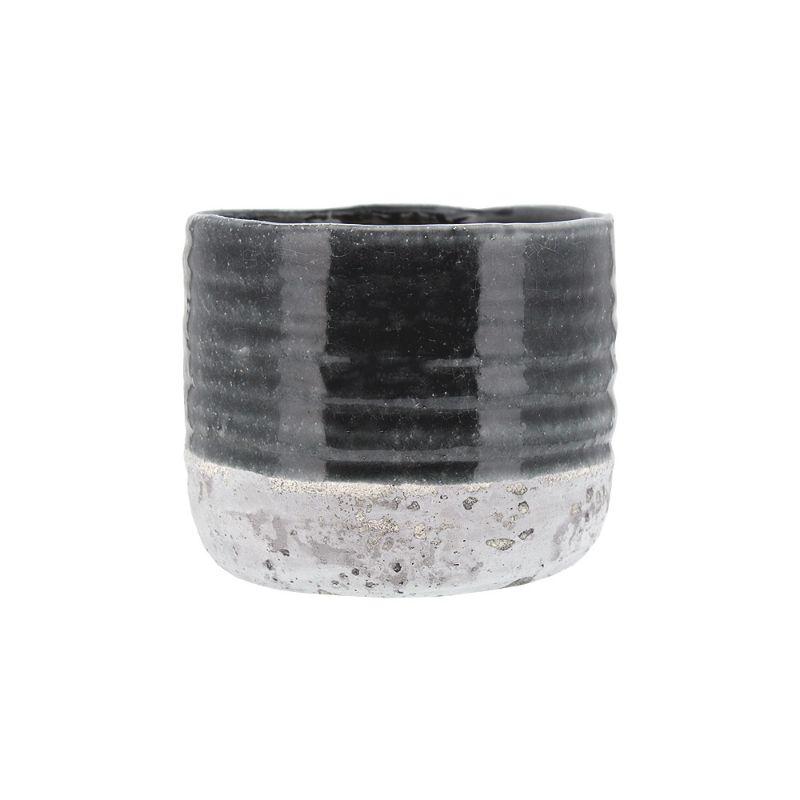 2 Tone Grey Round Ceramic Pot - 18.5cm x 14.5cm
