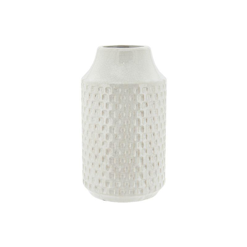 White Round Ceramic Vase - 14cm x 24cm