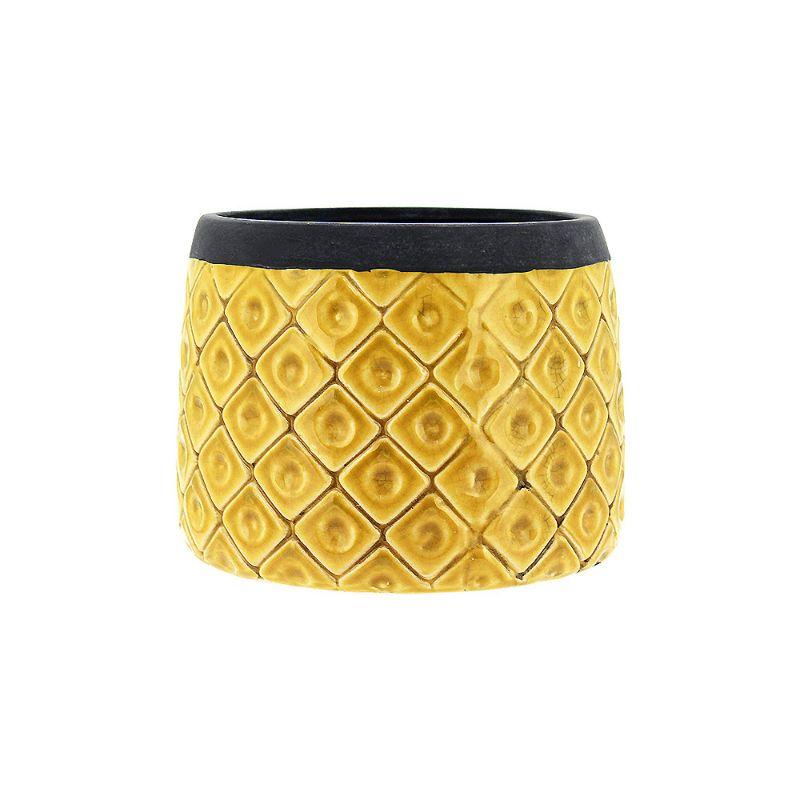 Mustard Round Ceramic Pot - 19.5cm x 15cm