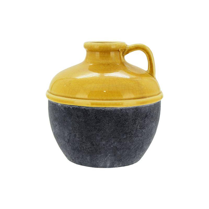 Mustard Round Ceramic Jar - 19.5cm x 19.5cm