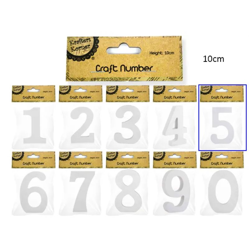 White Number 5 - 10cm