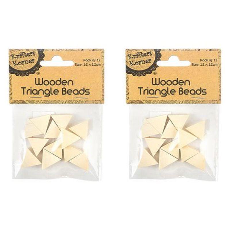 12 Pack Wooden Triangle Beads - 2cm