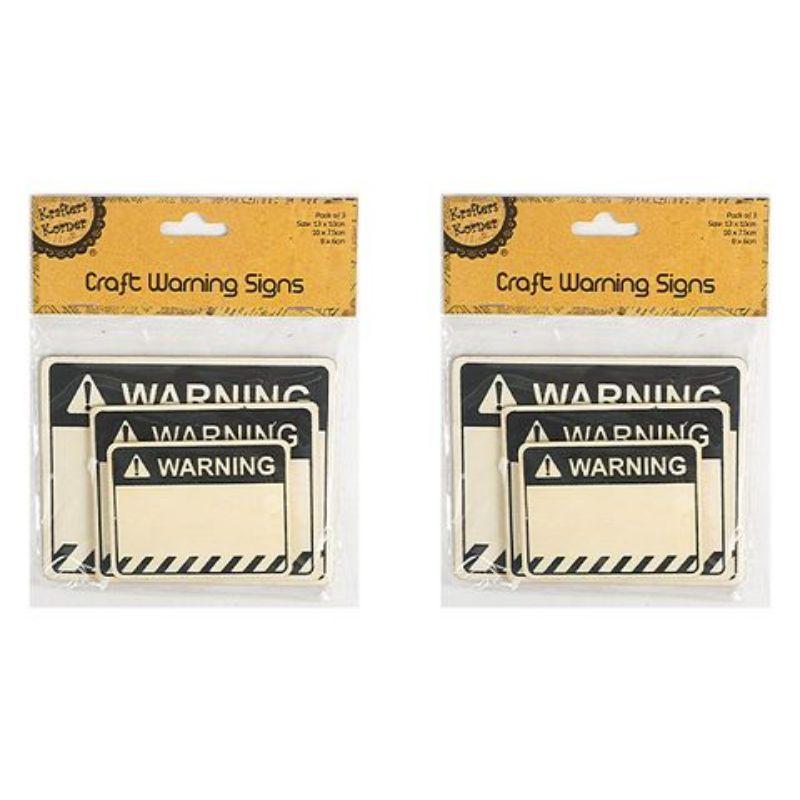 3 Pack Wooden Craft Warning Signs - 6cm to 13cm