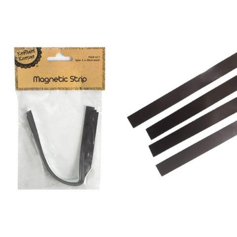 4 Pack Adhesive Magnetic Stips - 1cm x 20cm