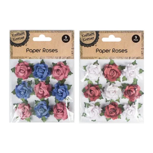 9 Pack Paper Roses - 11.4cm x 0.1cm x 14.9cm