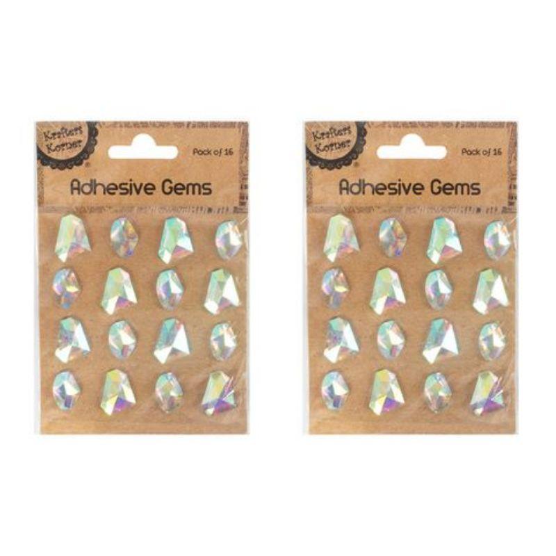 16 Piece Irregular Cut Adhesive Gems