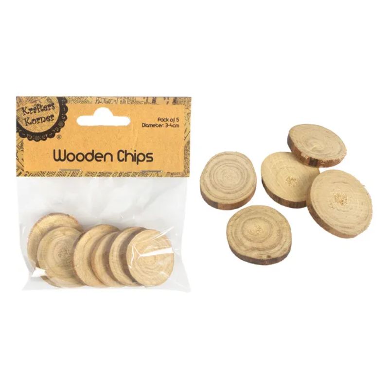 5 Pack Natural Colour Wooden Chips - 3cm