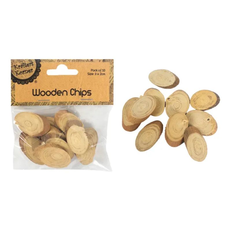 10 Pack Natural Colour Wooden Chips - 3cm x 2cm