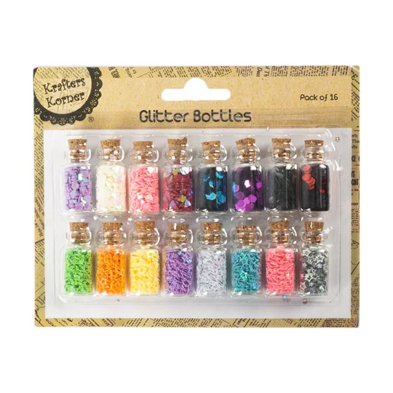 16 Pack Assorted Sequins in mini Bottles