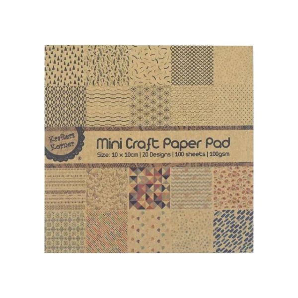 100 Sheets Mini Kraft Paper Pad - 10cm x 10cm