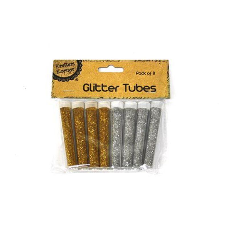 8 Pack Gold & Silver Glitter Tubes - 8cm