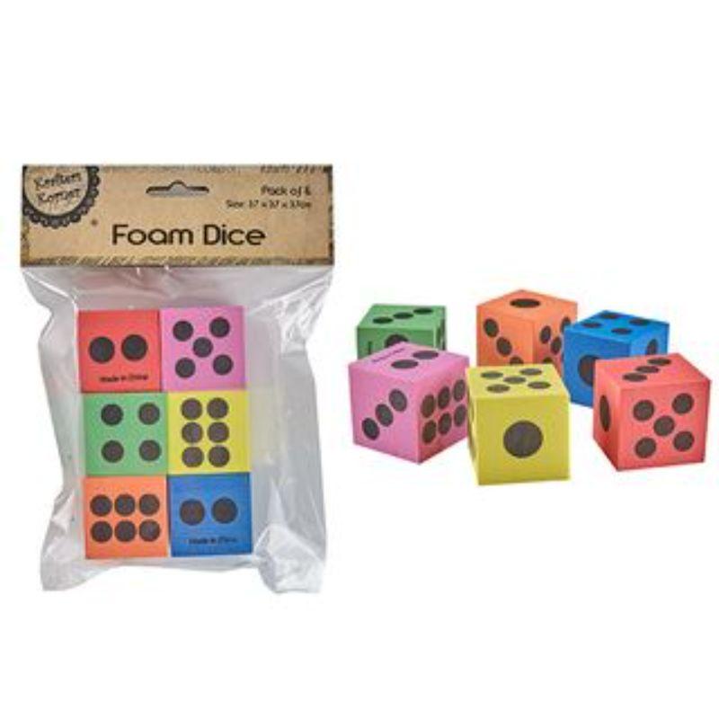 6 Pack EVA Foam Dice - 3.7cm x 3.7cm