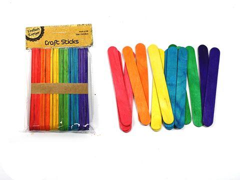 60 Pack Coloured Jumbo Craft Sticks - 15cm x 1.8cm