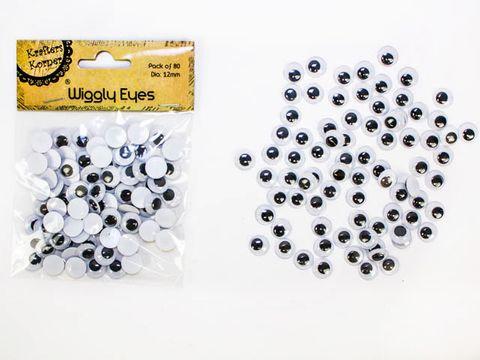 80 Pack Wiggly Eyes - 12mm