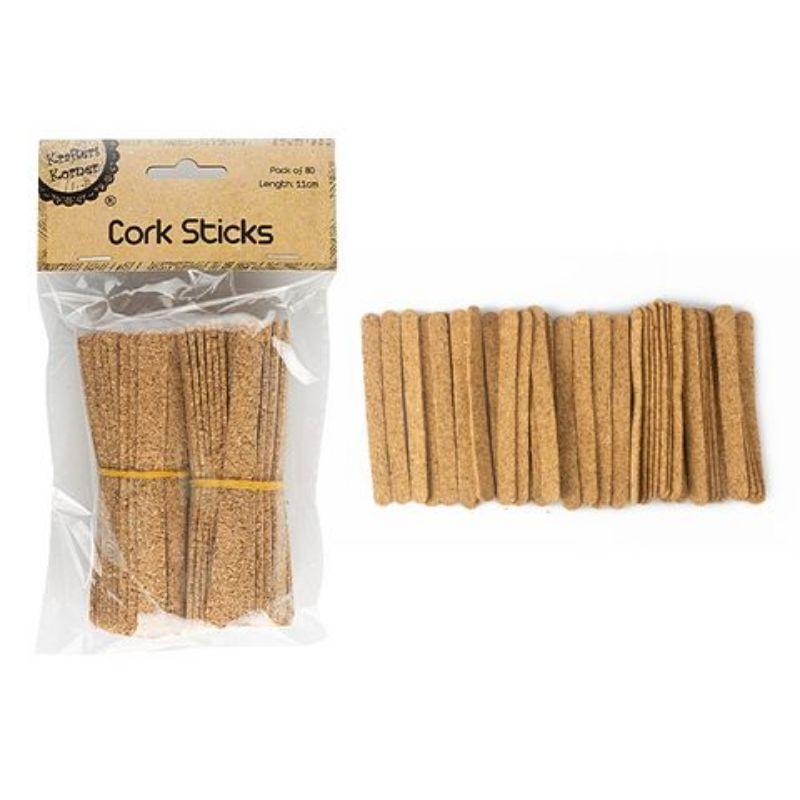 80 Pack Cork Sticks - 11cm x 1cm