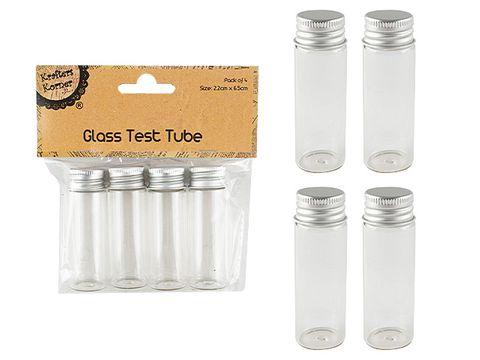 4 Pack Glass Test Tubes - 6.5cm