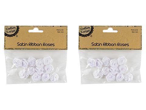 12 Pack Satin Ribbon Roses - 2cm
