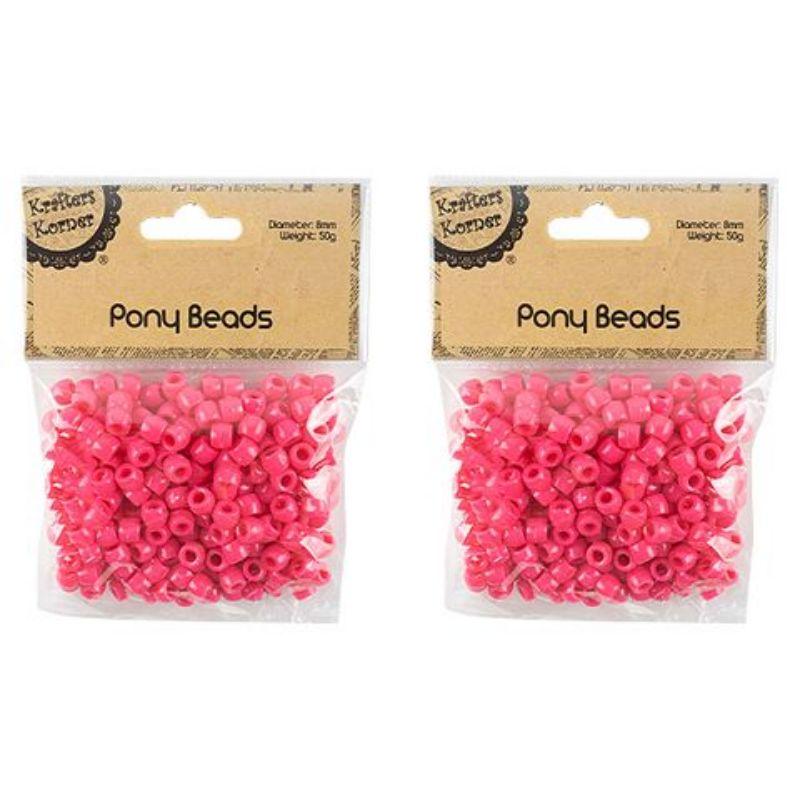 Hot Pink Pony Beads 8mm - 50g