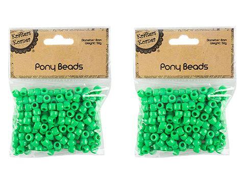 Green Pony Beads 8mm - 50g