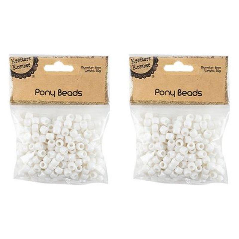 White Pony Beads 8mm - 50g