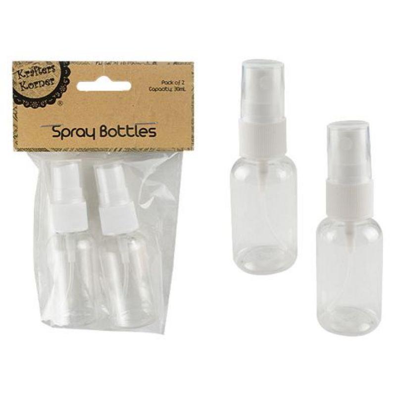 2 Pack Clear Spray Bottles - 30ml