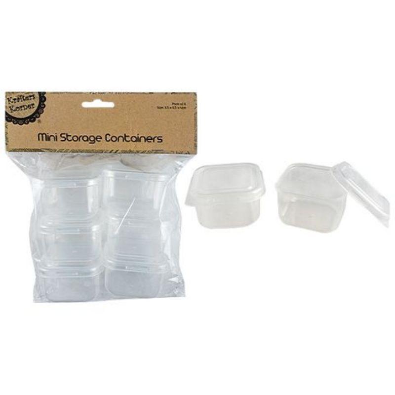 6 Pack Square Storage Containers - 6.5cm x 6.5cm x 4cm