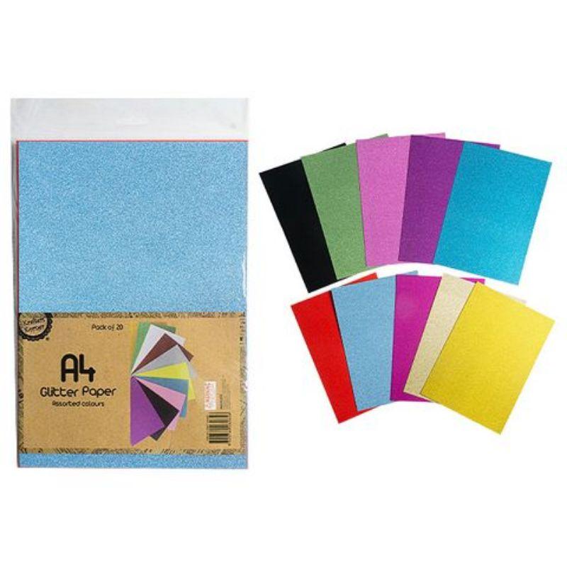 20 Pack Glitter Papers - A4