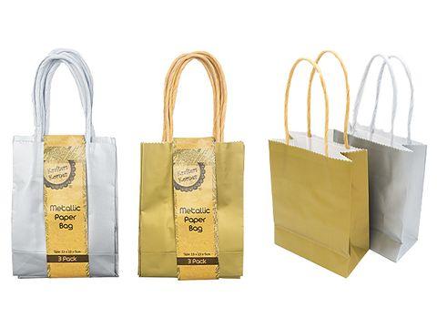 3 Pack XS Craft Metallic Bags - 13cm x 10cm x 5cm