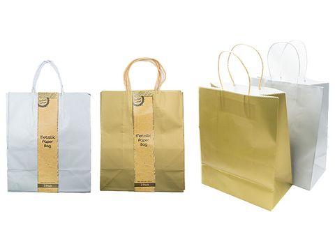 3 Pack Large Craft Metallic Bags - 26.5cm x 22cm x 11.5cm