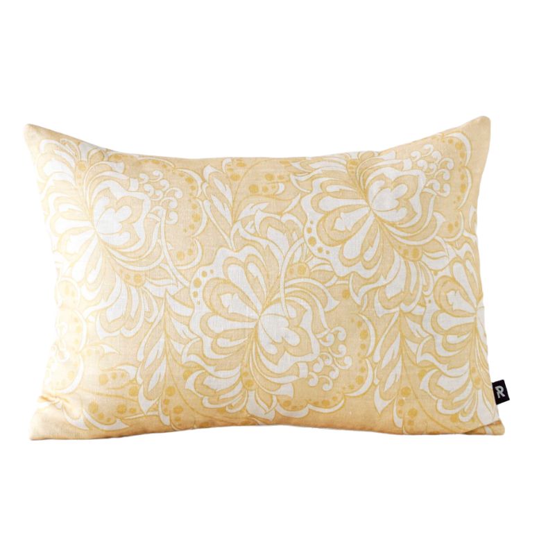 Neutral/Mustard Paisley Linen Indoor Cushion - 50cm x 30cm