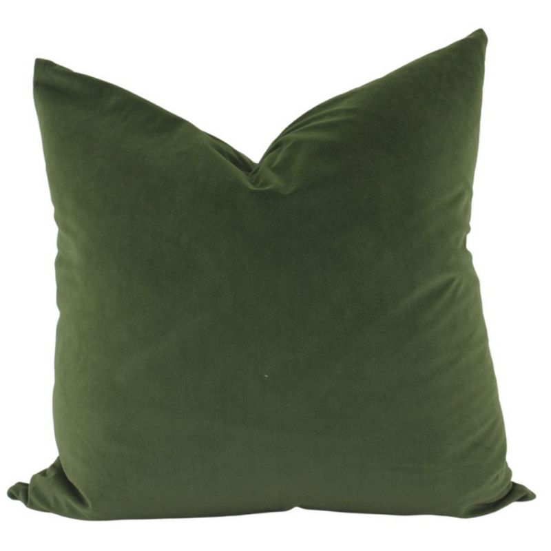 Olive Feather Aria Velvet Cushion - 55cm