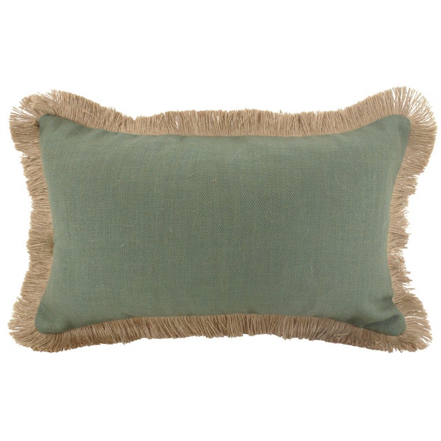 Linen Fringe Cushion Sage - 30cm x 50cm