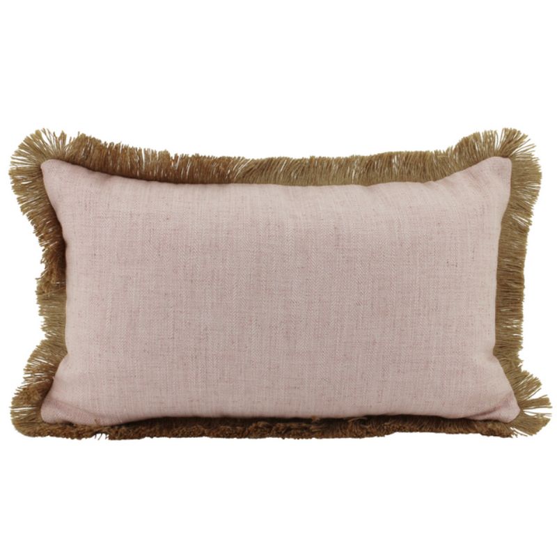 Pink Linen Fringe Cushion - 30cm x 50cm