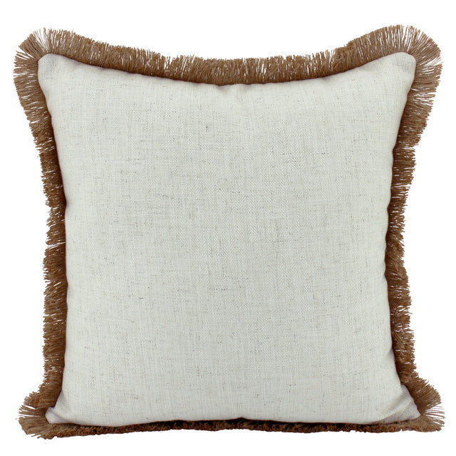 Beige Linen Fringe Cushion - 45cm x 45cm