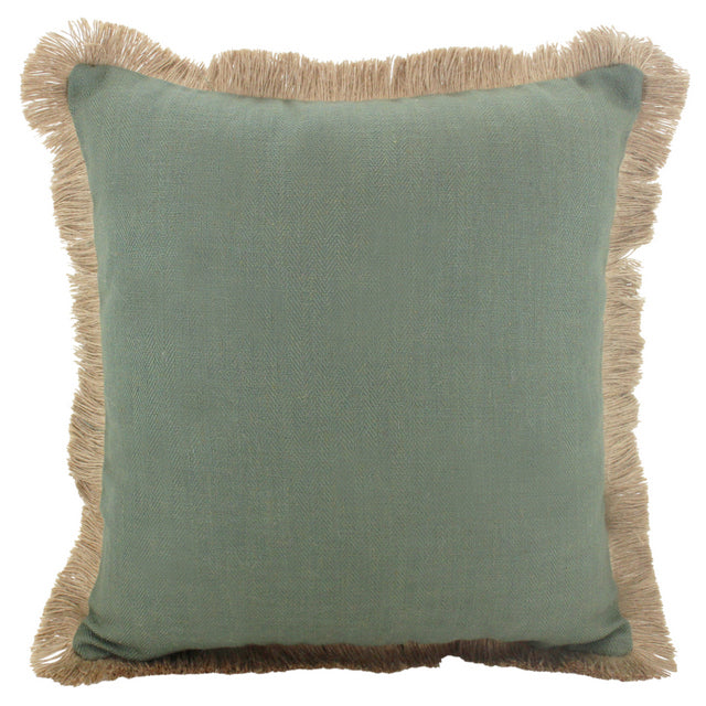 Sage Linen Fringe Cushion - 45cm x 45cm