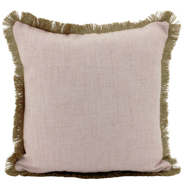 Pink Linen Fringe Cushion - 45cm x 45cm