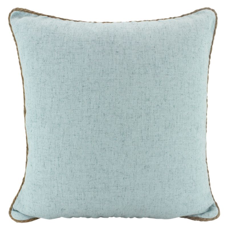 Light Blue Rope Trimmed Linen Cushion - 50cm x 50cm